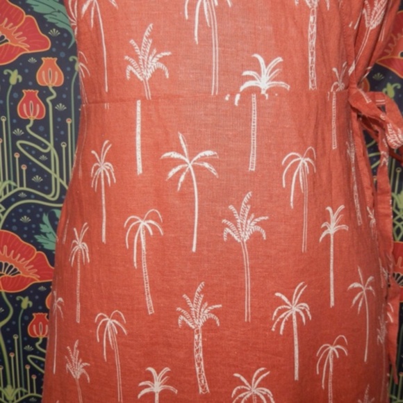 Marine Layer Emlyn Terracotta Palm Print Wrap Dress Nwt M - Picture 5 of 7